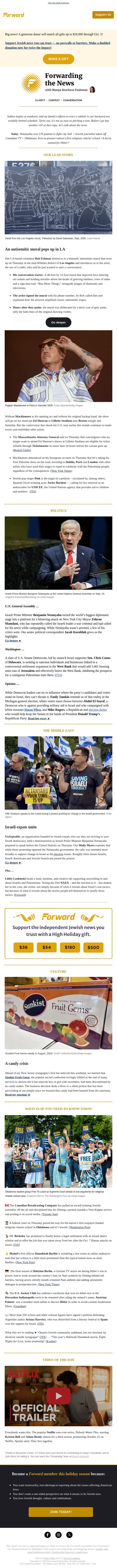 An antisemitic mural pops up in LA email from Forward screenshot