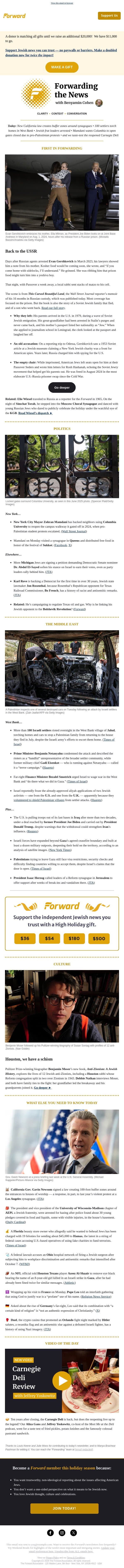 Evan Gershkovich’s prison memoir begins with a Soviet Jewish exodus email from Forward screenshot