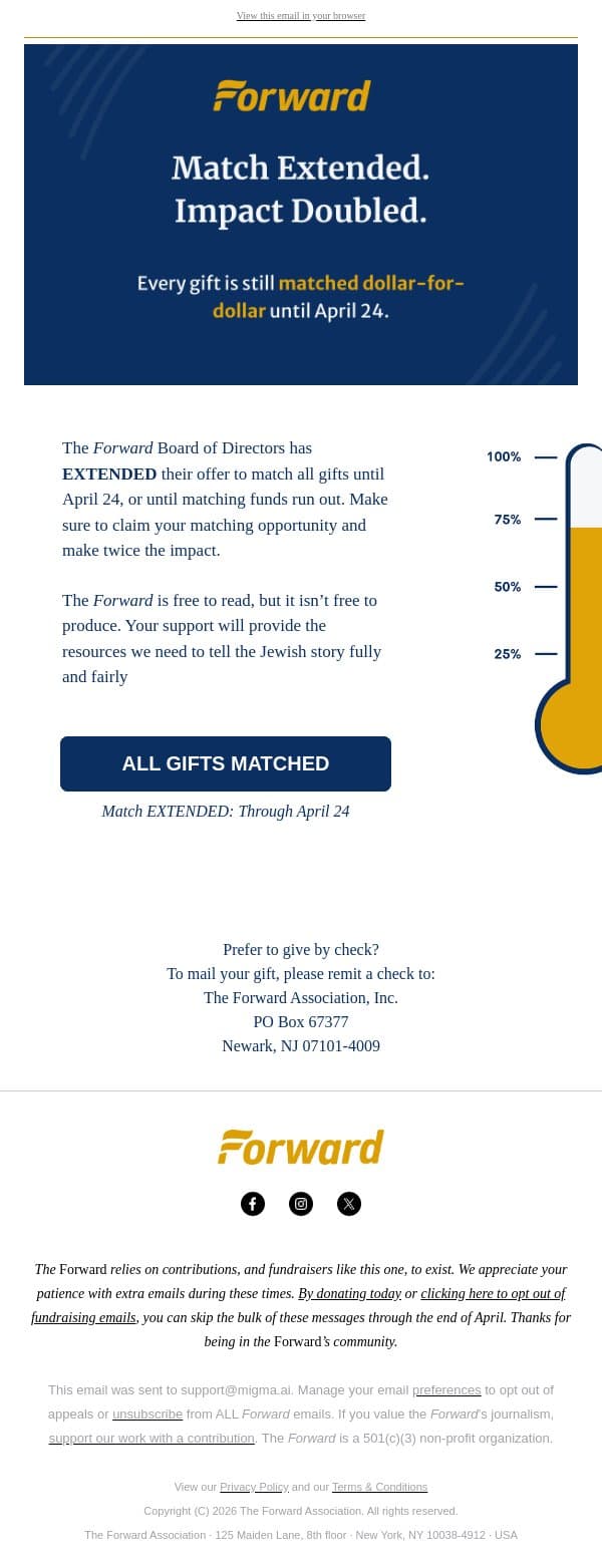 Match EXTENDED: One week left email from Forward screenshot