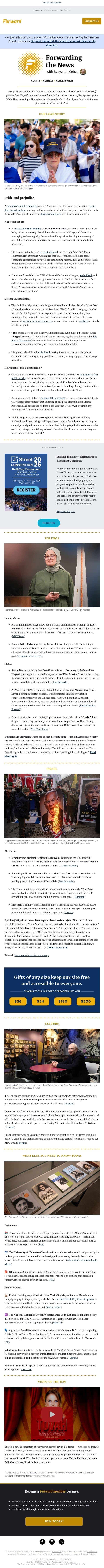 1 in 3 American Jews targeted by antisemitism, as debate rages over how to respond email from Forward screenshot
