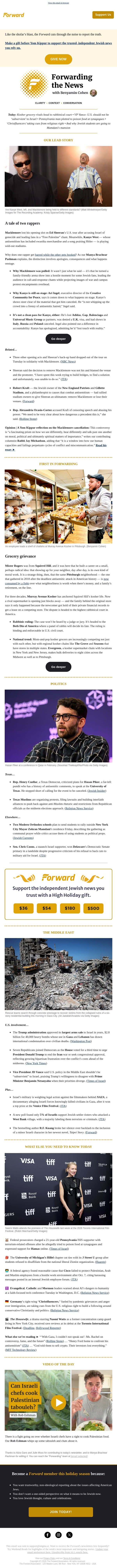 Mister Rogers, Kanye West and Macklemore email from Forward screenshot
