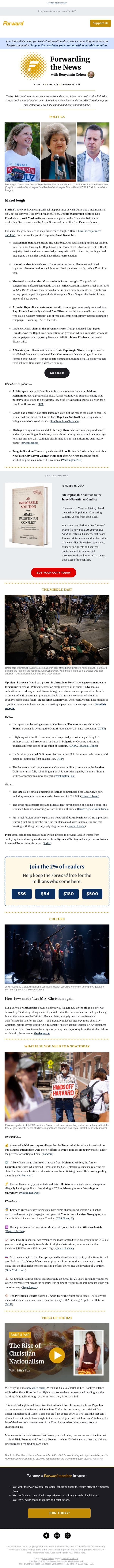 Jewish Democrats beat back primary challenges in Florida’s new GOP map email from Forward screenshot