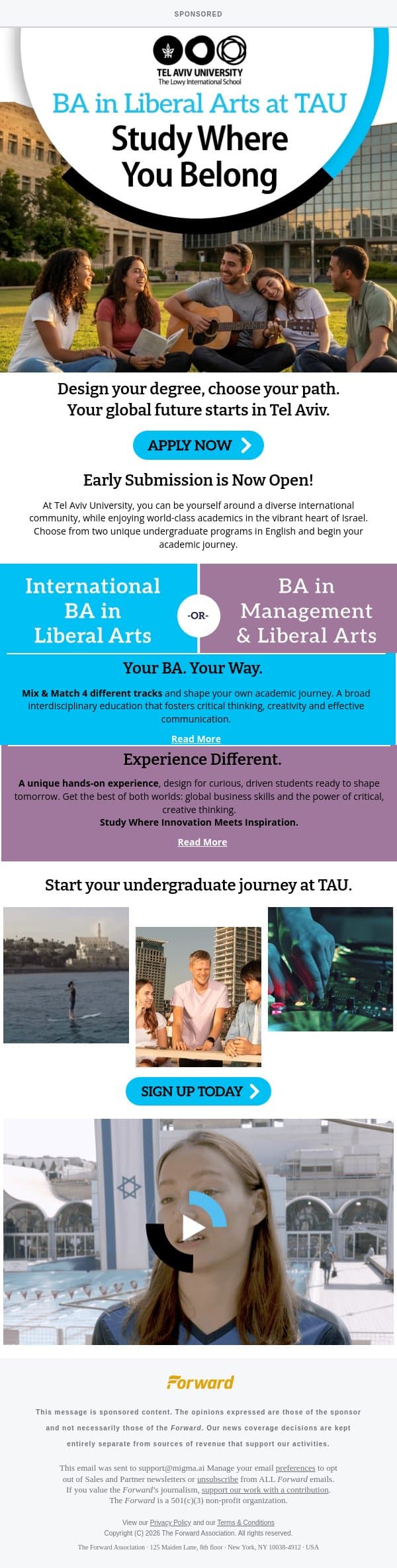 [Sponsored] Design your degree, choose your path. [Sponsored by JMG] email from Forward screenshot