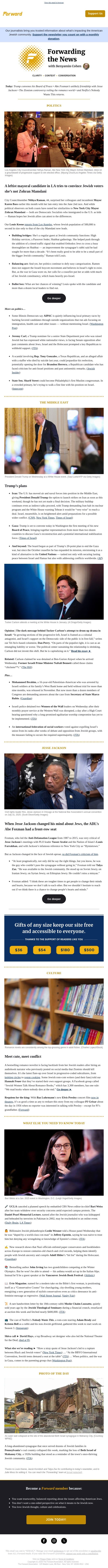 A mayoral candidate in LA is trying to convince Jewish voters she’s not Zohran Mamdani email from Forward screenshot