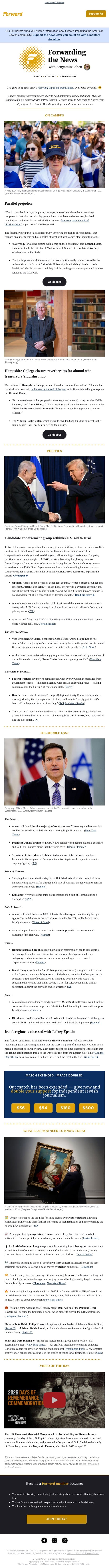 College that was Yiddish haven will close • Federal agencies flood workers with Christian emails email from Forward screenshot