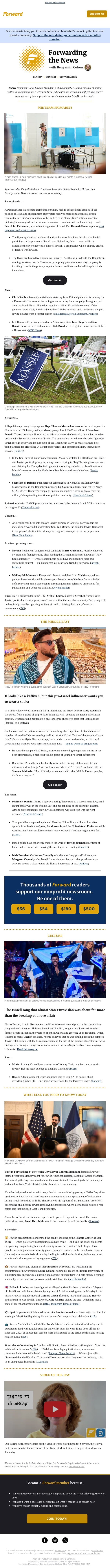 Primary day: Shady campaign tactics target Jews in Pa., and other races we’re watching email from Forward screenshot