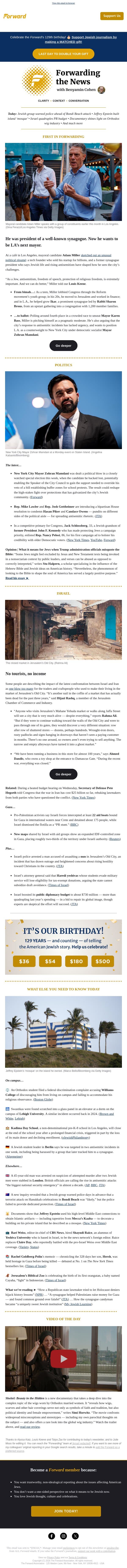 He was president of his synagogue. Now he wants to be LA’s next mayor. email from Forward screenshot