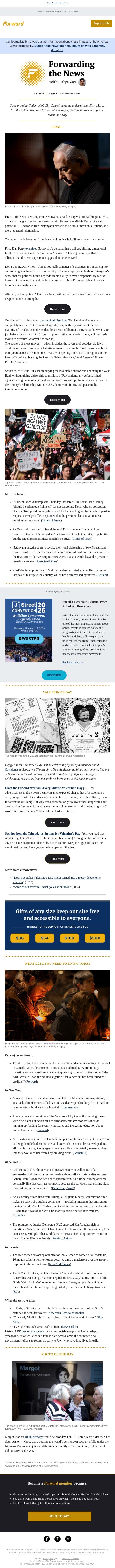 Perspectives: Why Netanyahu doesn’t want to call Oct. 7 a massacre + Can Trump save Israel from itself? email from Forward screenshot