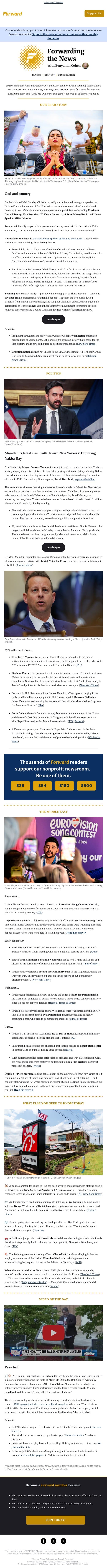 A rabbi made a Jewish case for America at Trump’s Christian revival email from Forward screenshot