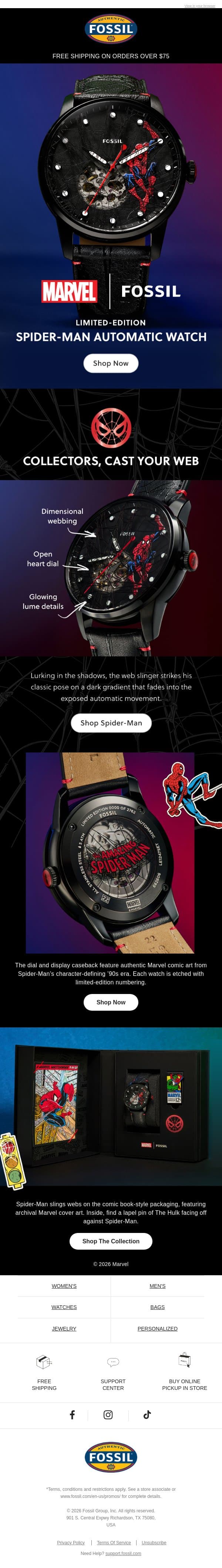 🕷️ Swing into action for Spider-Man email from Fossil screenshot