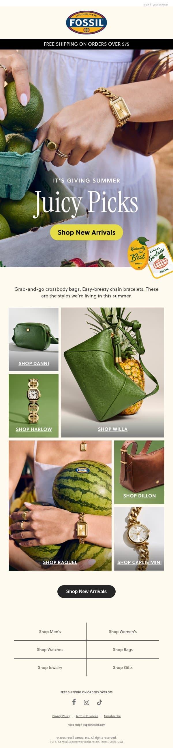 Sunny Styles ☀️ email from Fossil screenshot