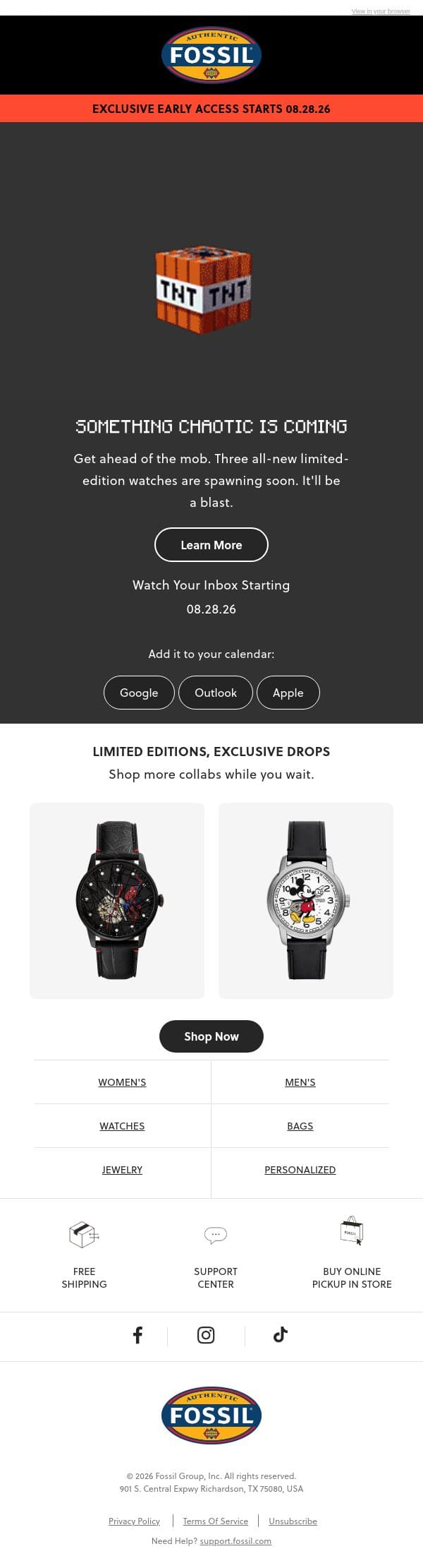 The Anticipation Is Building... email from Fossil screenshot