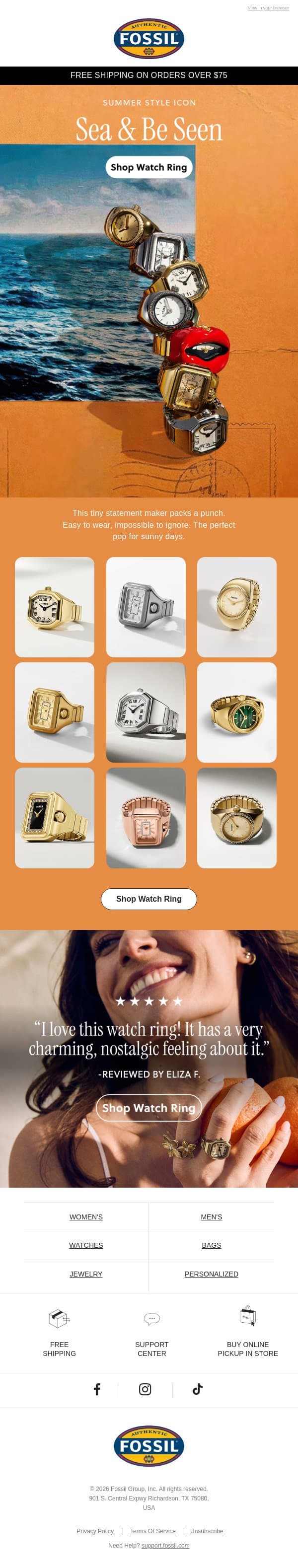 “Cute & chic” email from Fossil screenshot