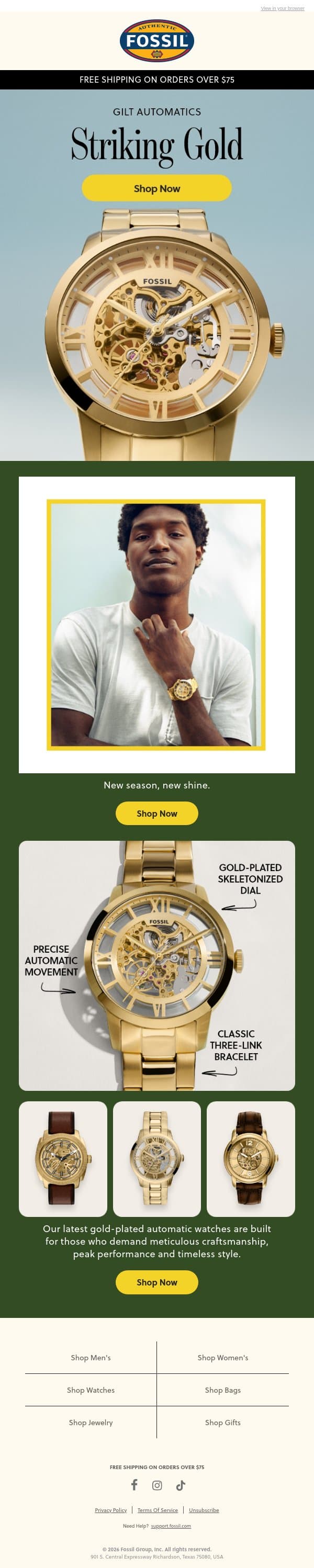 Introducing Gilt Automatics email from Fossil screenshot