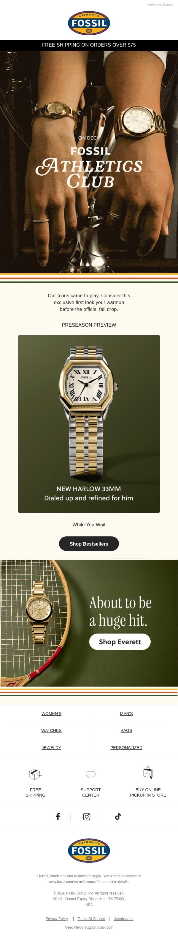 🎾 See fall first before it hits email from Fossil screenshot