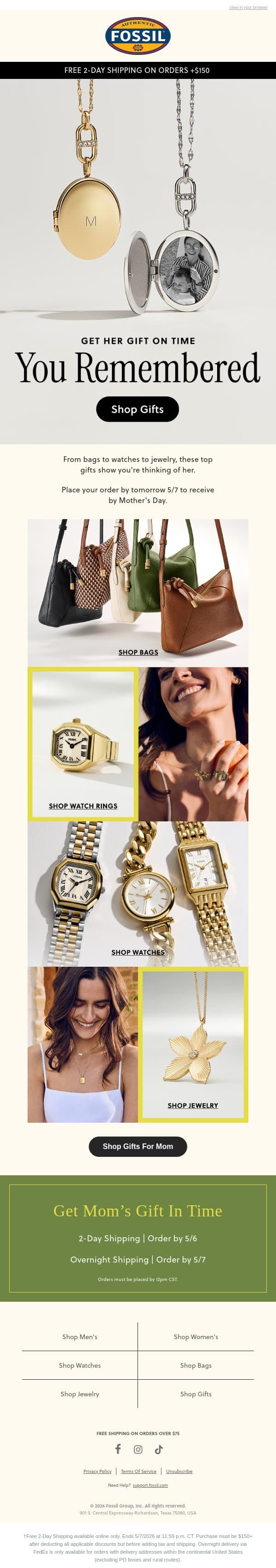 There's Still Time -- And Lots To Choose From! email from Fossil screenshot