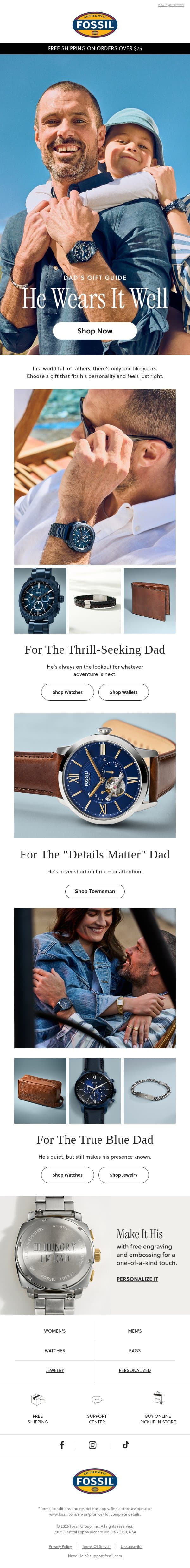 Father's Day Gifts Inside email from Fossil screenshot
