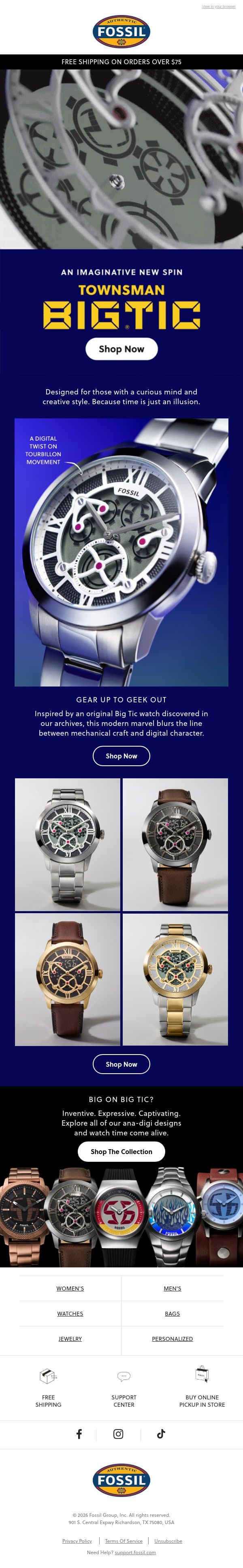 A new twist on time email from Fossil screenshot