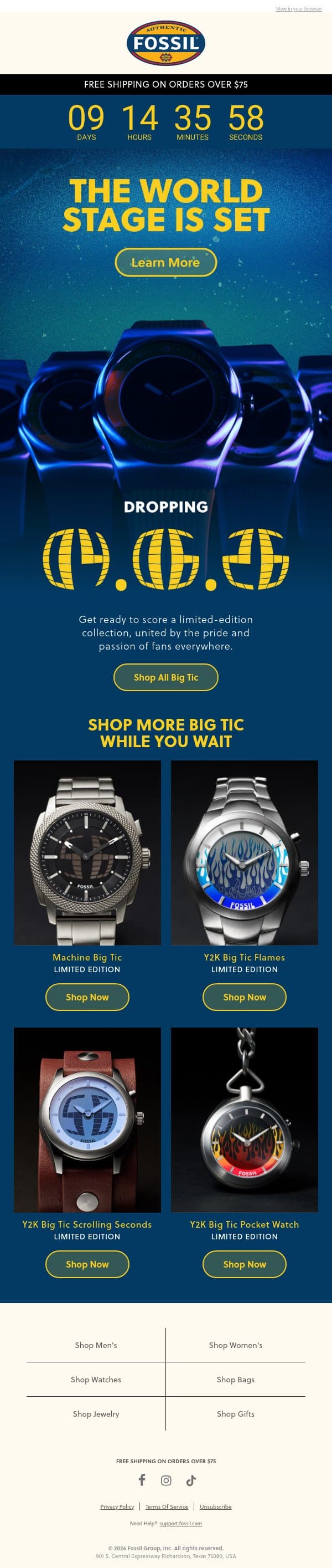 World, Let’s Kick It: 04.06.26 email from Fossil screenshot