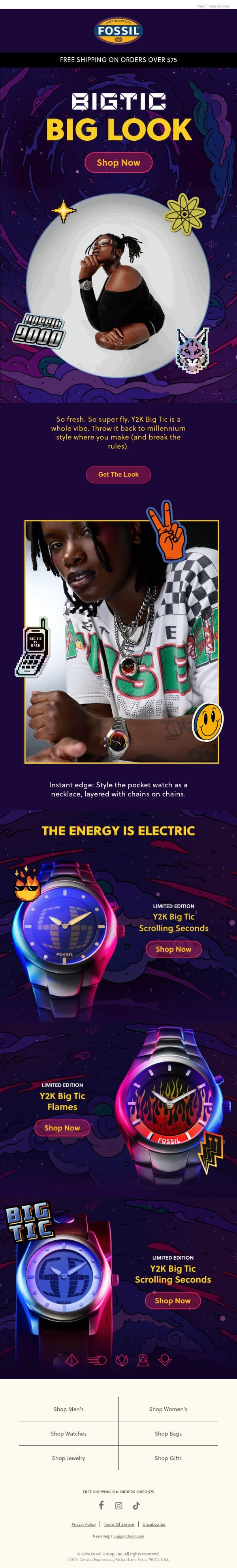Your Y2K Style Guide 📼⚡ email from Fossil screenshot