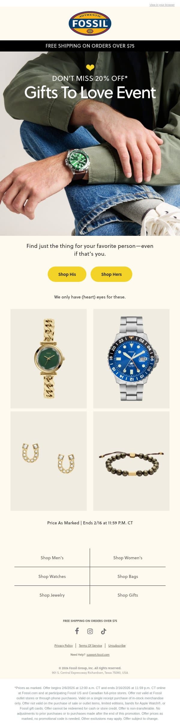 The Fastest Way To Their Heart? 💓 email from Fossil screenshot