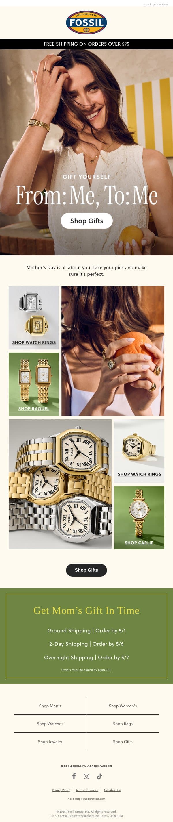 You Deserve This, Mama email from Fossil screenshot