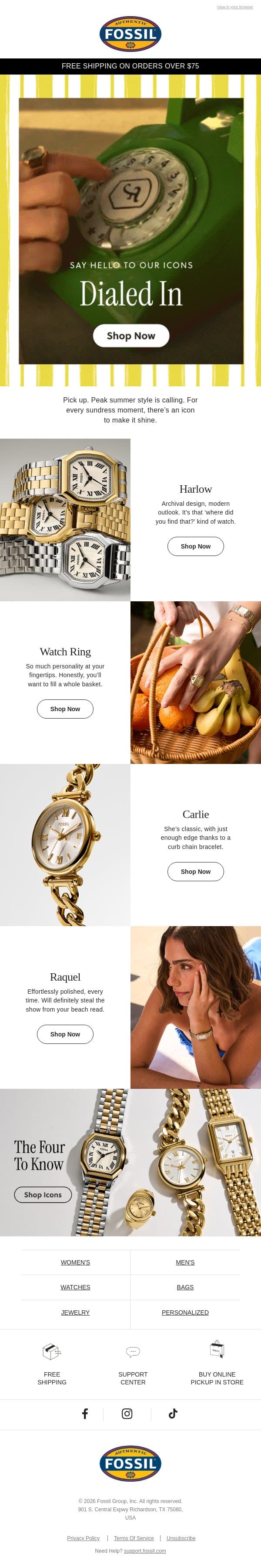 The Icons: Your shortcut to chic ✨ email from Fossil screenshot