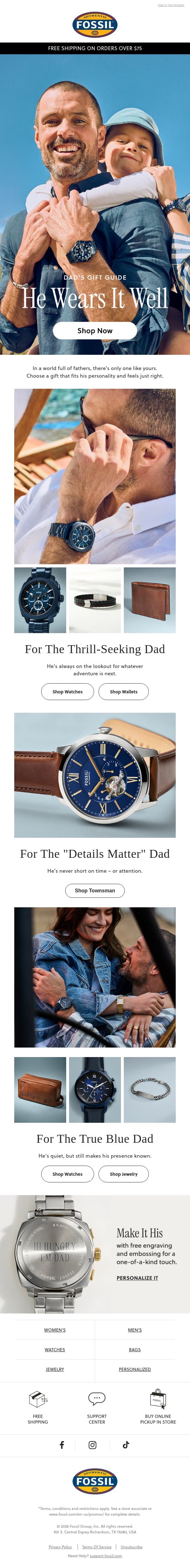 This Fits Just Right email from Fossil screenshot
