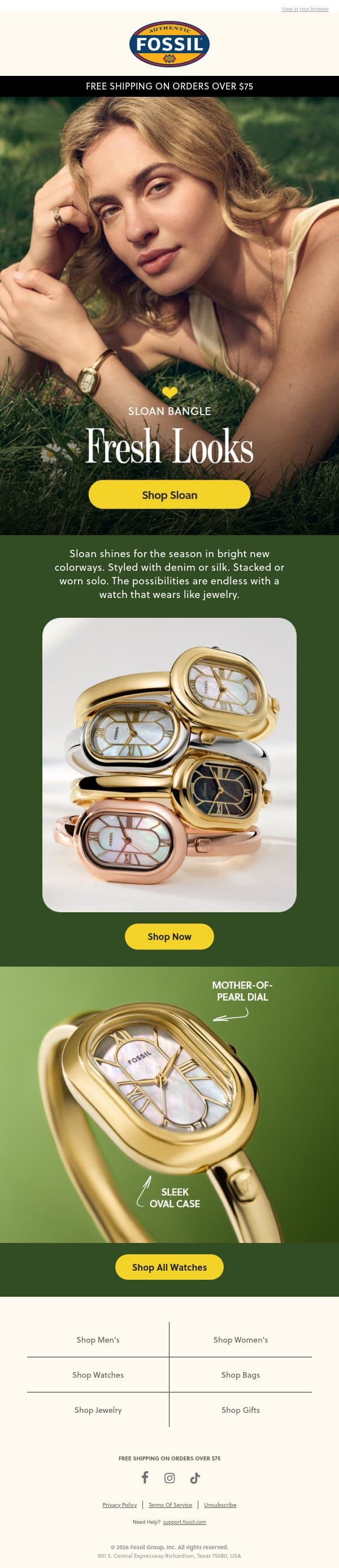 A New Season Of Sloan email from Fossil screenshot