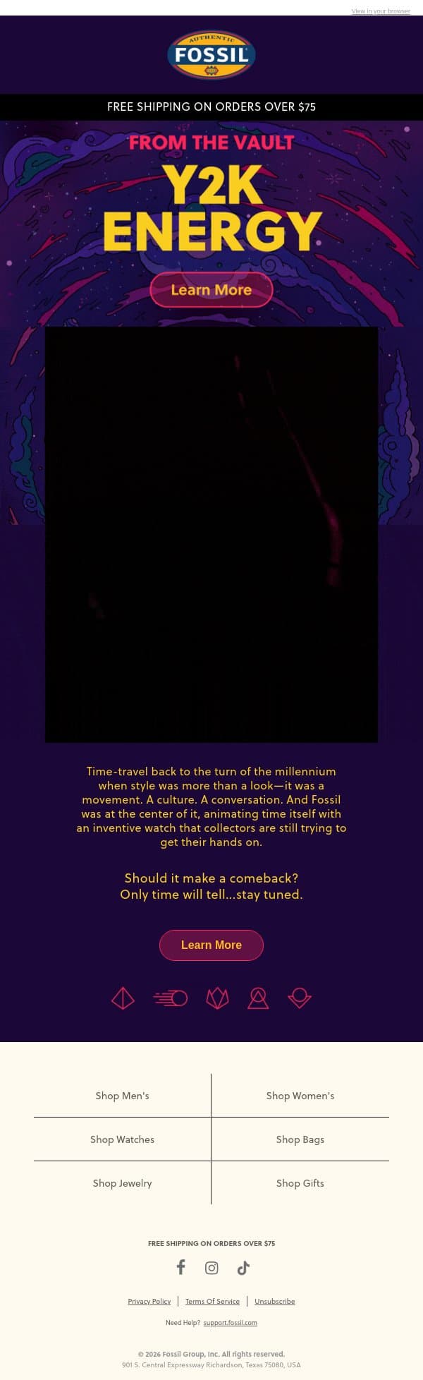 "Bring this back rn!" 📟 email from Fossil screenshot