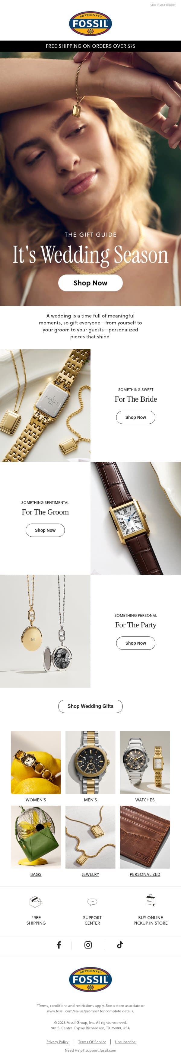 What's your aisle style? email from Fossil screenshot