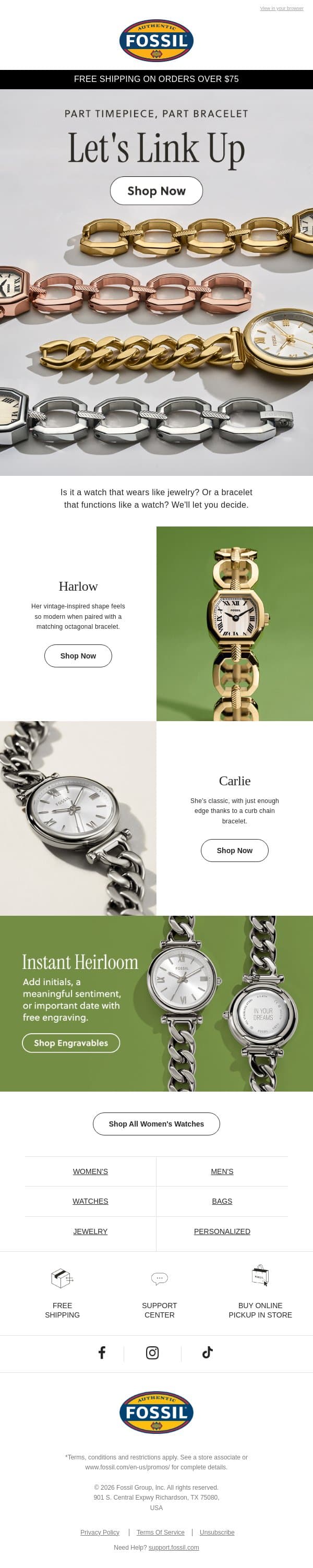 Now Trending: Chain Watches email from Fossil screenshot