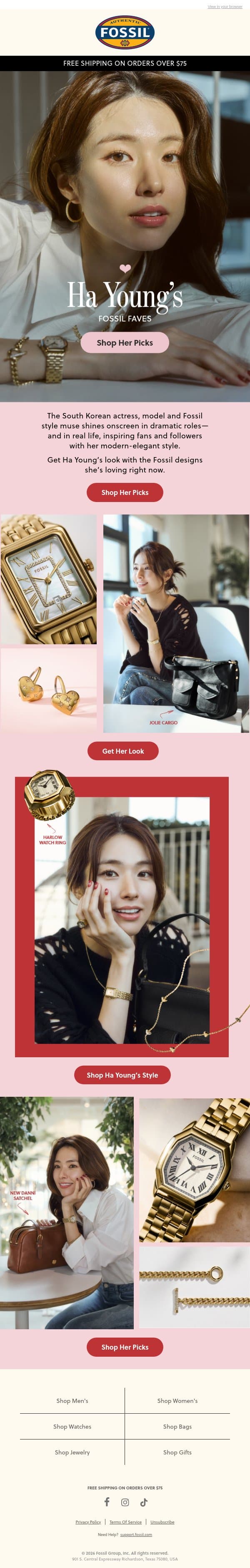 ✨ Handpicked By Ha Young ✨ email from Fossil screenshot