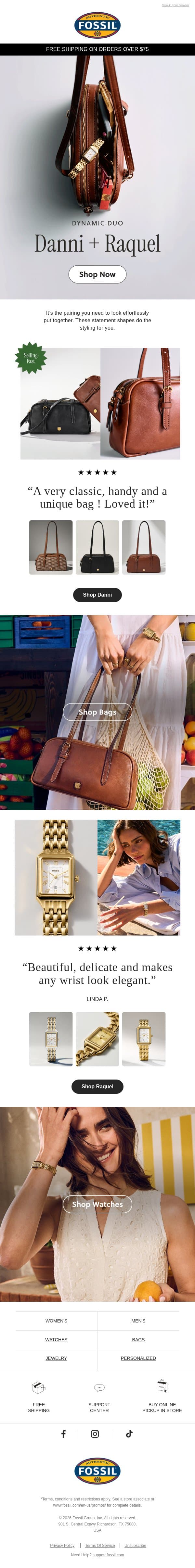 Power Couple: Danni + Raquel 👜⌚ email from Fossil screenshot