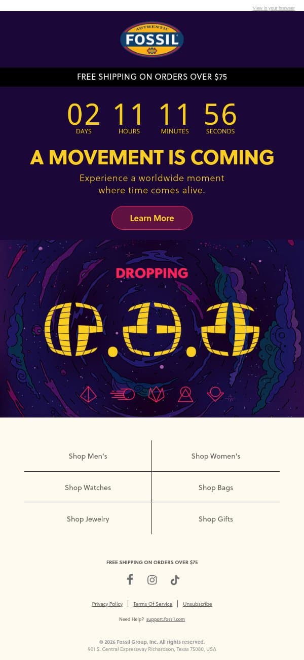 Collectors: Get Ready To Rewind 📼 email from Fossil screenshot