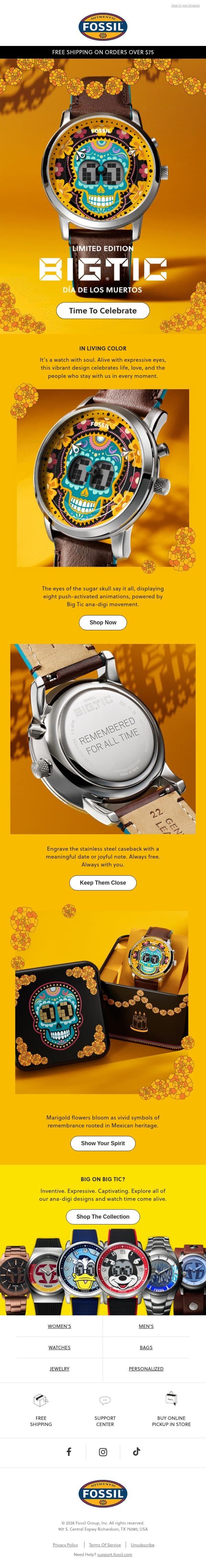A spirited new limited edition 💀🌼 email from Fossil screenshot