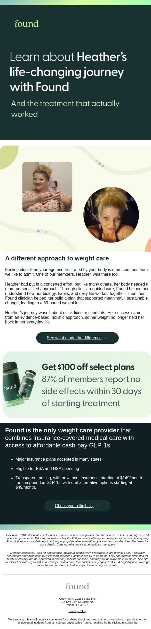Heather felt twice her age—until she lost 63 pounds with Found email from Found screenshot