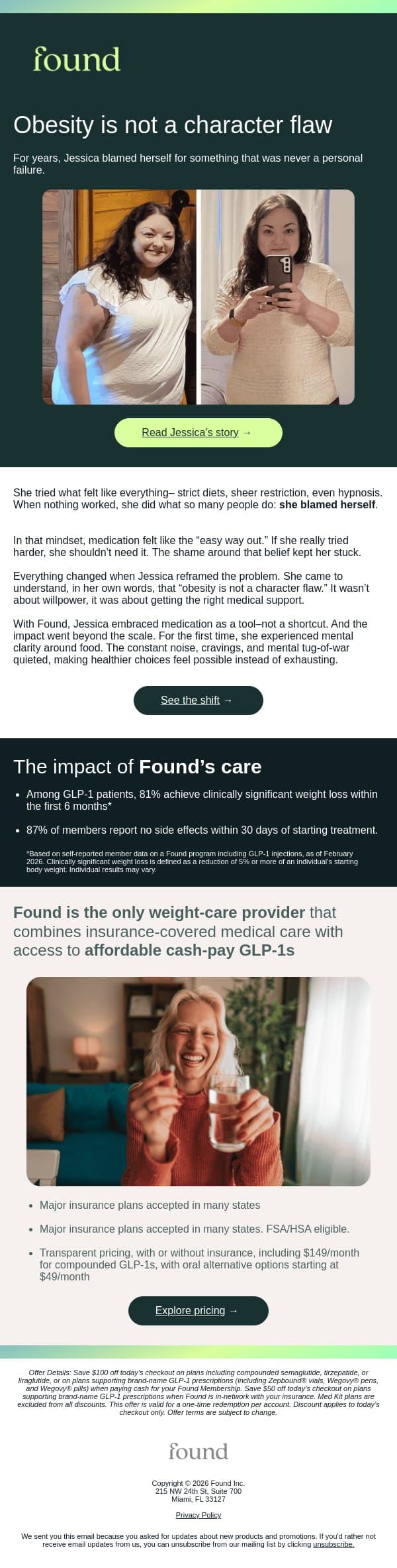 If you’ve ever felt ashamed about weight loss medication email from Found screenshot
