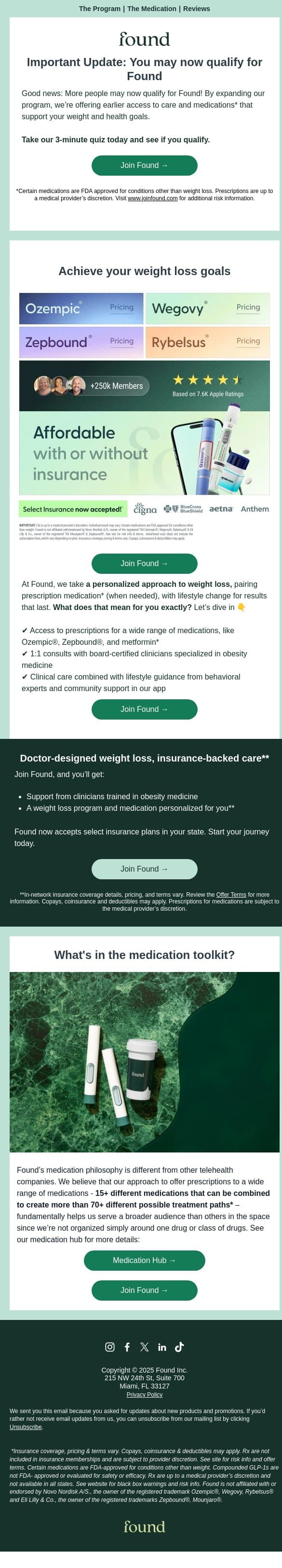 Important Update: You may now qualify for Found email from Found screenshot
