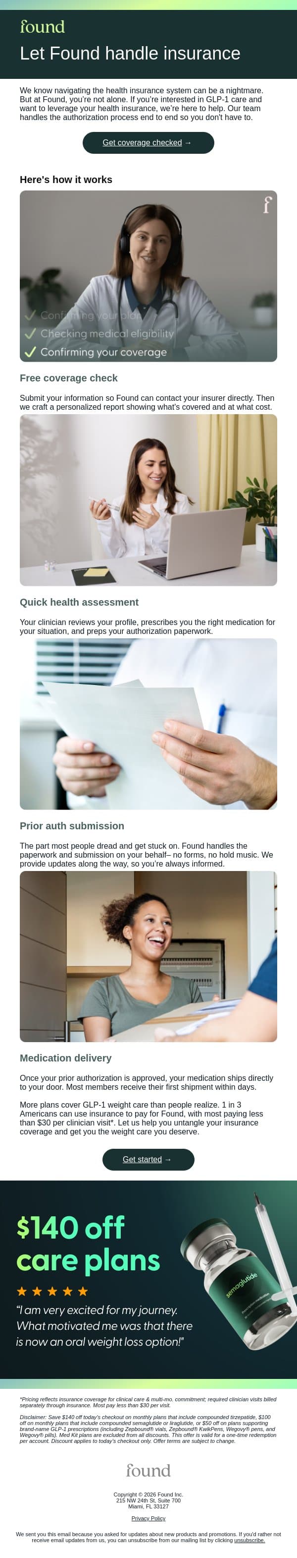 Don't navigate insurance alone email from Found screenshot