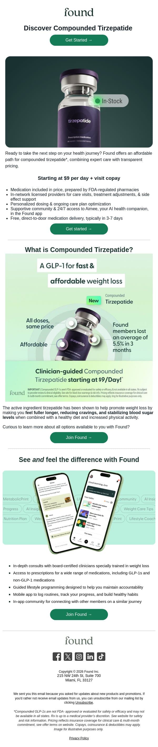 Discover a new path to weight loss care email from Found screenshot