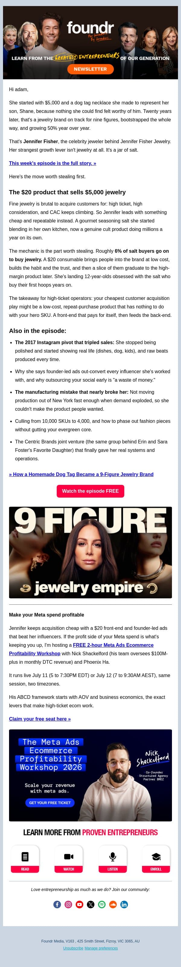 [VIDEO] How a homemade dog tag became a 9-figure jewelry brand email from Foundr screenshot