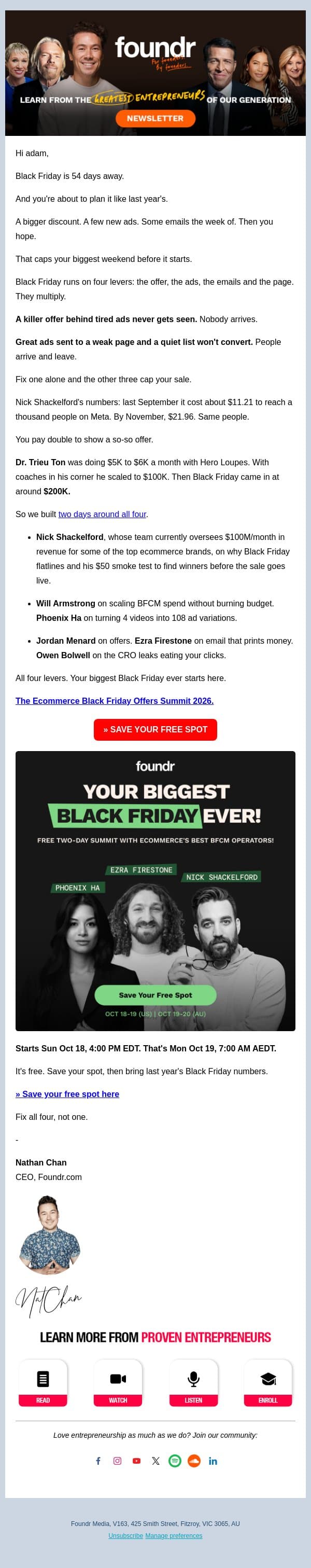 Your biggest Black Friday ever email from Foundr screenshot