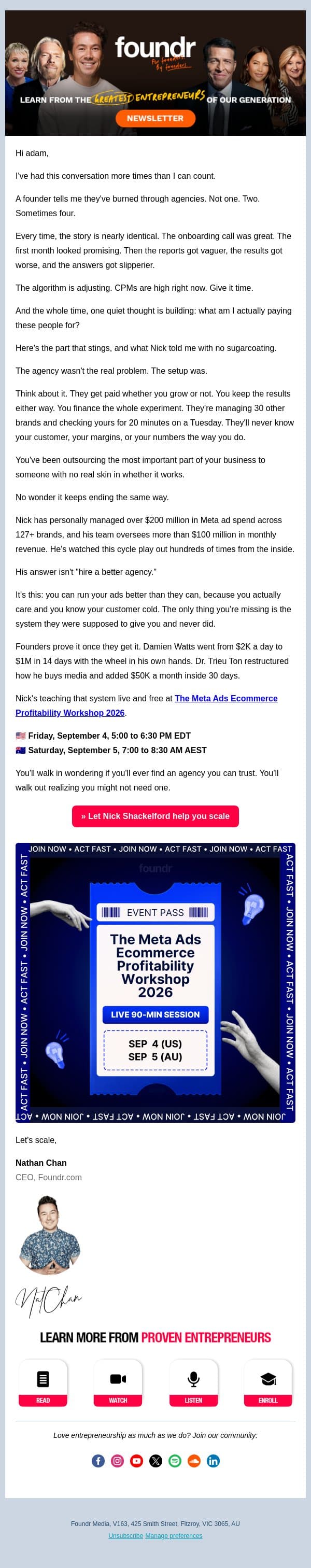 What am I actually paying these people for? email from Foundr screenshot