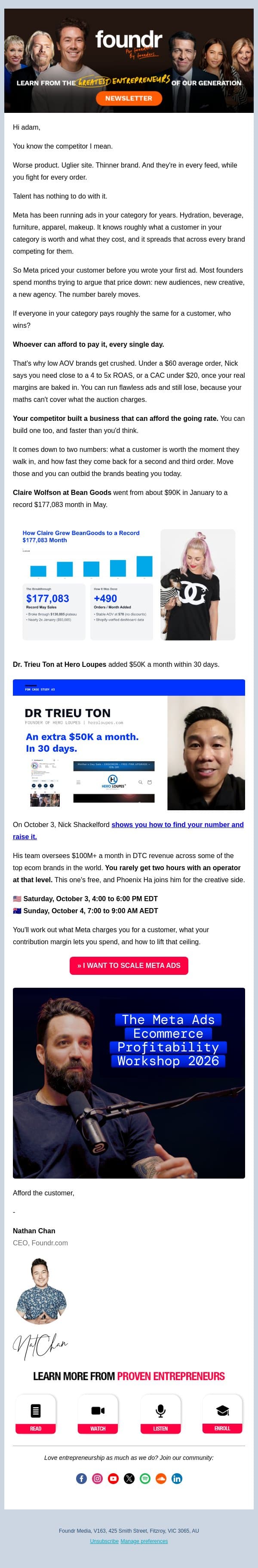 Why these ugly brands are outselling you email from Foundr screenshot
