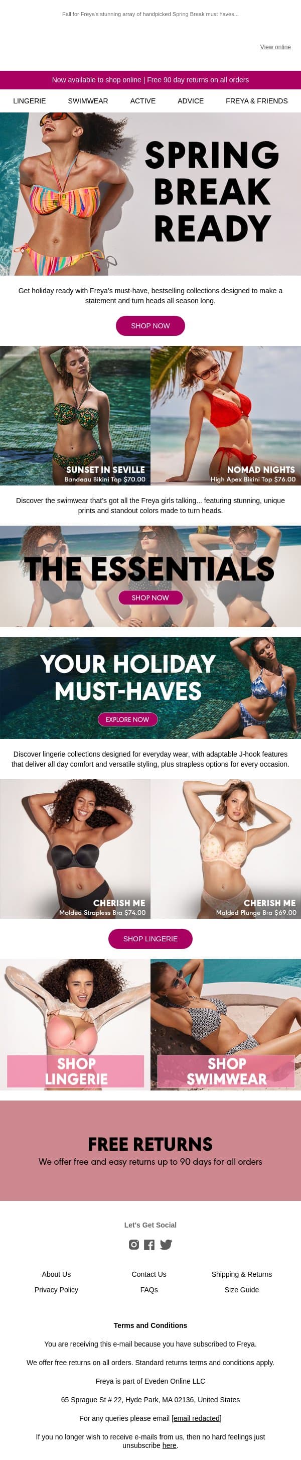 Spring Break Favourites👙 email from Freya screenshot