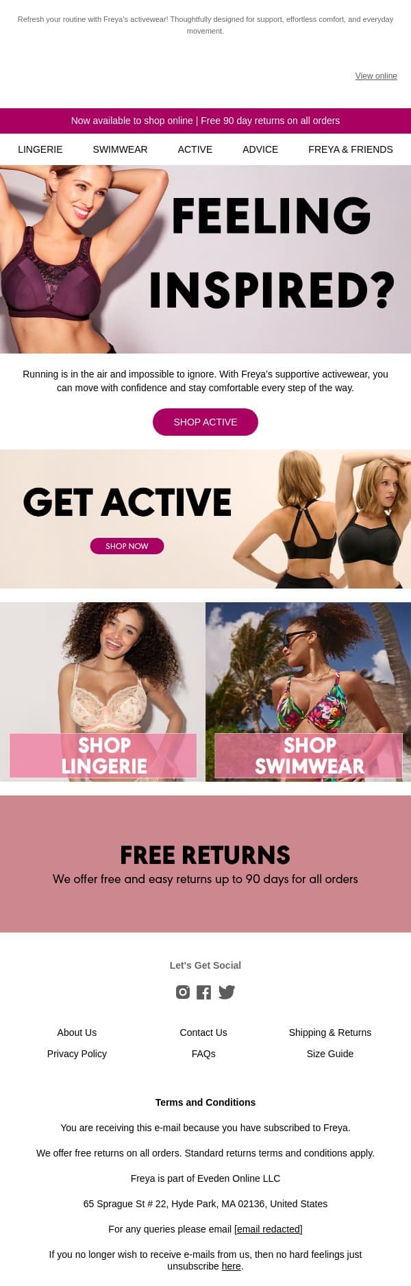 Elevate Your Activewear Game 🏃‍♀️ email from Freya screenshot