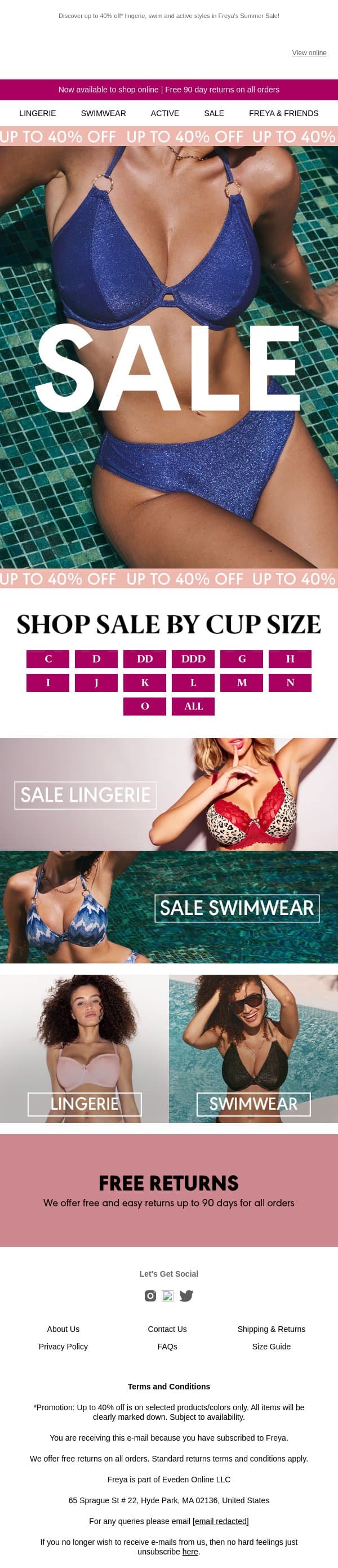 Freya's Summer Sale is HERE! email from Freya screenshot
