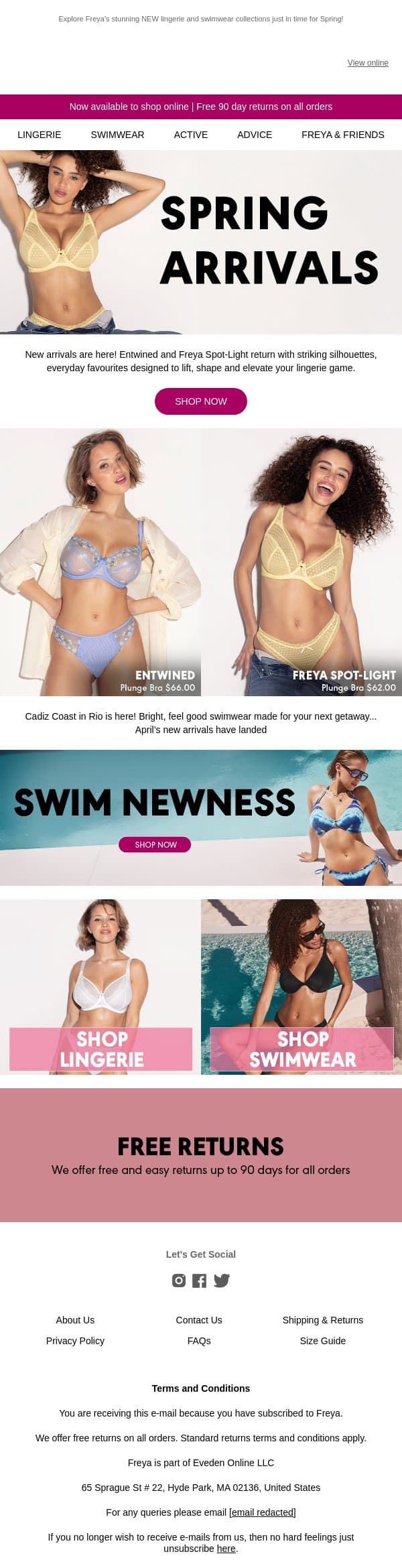 Freya Newness! email from Freya screenshot