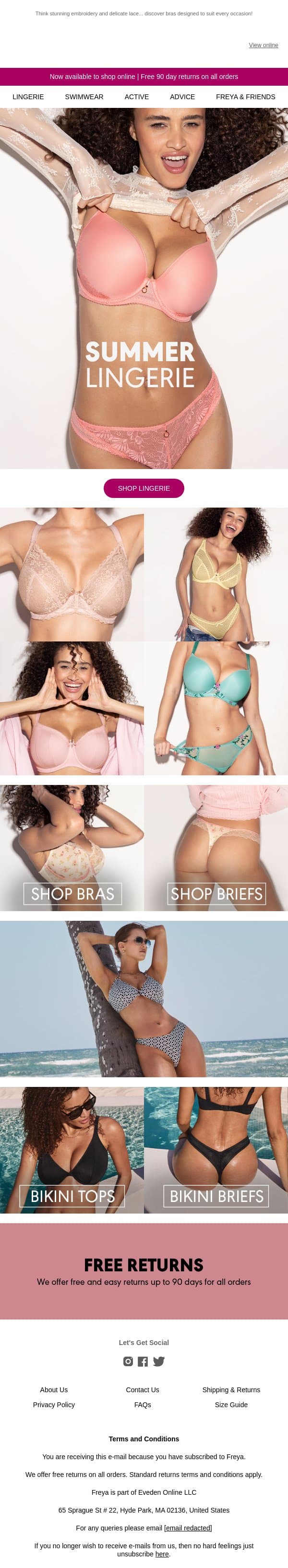 Freya's Summer Lingerie💐 email from Freya screenshot